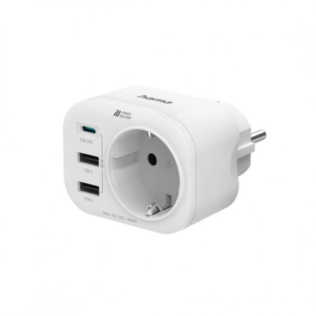 Hama USB-C Connector, 2xUSB-A 20W (white)