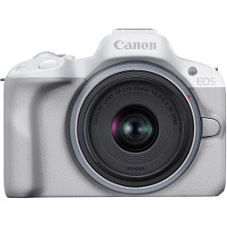 фотоапарат Canon EOS R50 (бял) + обектив Canon RF-S 18-45mm