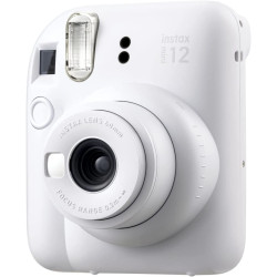 фотоапарат за моментални снимки Fujifilm Instax Mini 12 Instant Camera (Clay White) + фото филм Fujifilm Instax Mini Candypop Instant Film 10 бр.