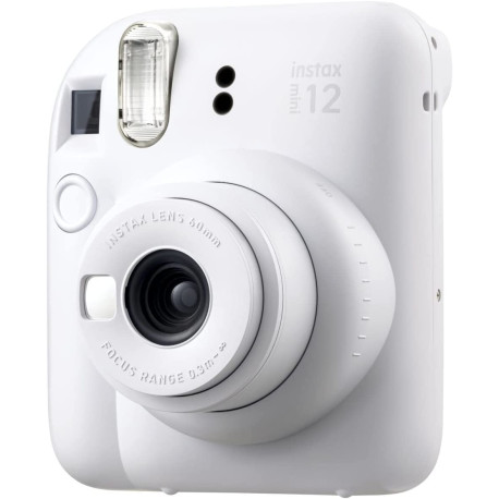  фотоапарат за моментални снимки Fujifilm Instax Mini 12 Instant Camera (Clay White) + фото филм Fujifilm instax mini 2x10