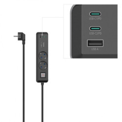 аксесоар Hama Power Strip 2-Way USB-C/A 65W разклонител