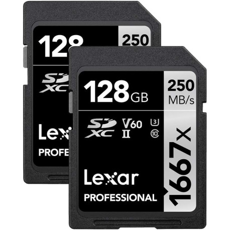 LEXAR PROFESSIONAL SDXC 2X128GB 1667X UHS-II R250/W120MB/S V60 LSD1667128G-B2NNG