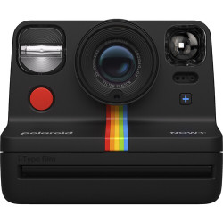 фотоапарат за моментални снимки Polaroid Now Plus 2 (черен) + фото филм Polaroid i-Type цветен + ремък Polaroid Camera Strap Flat Rainbow (черен)