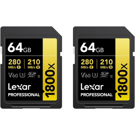 Lexar Professional SDXC 64GB 1800x UHS-II 2 pcs.