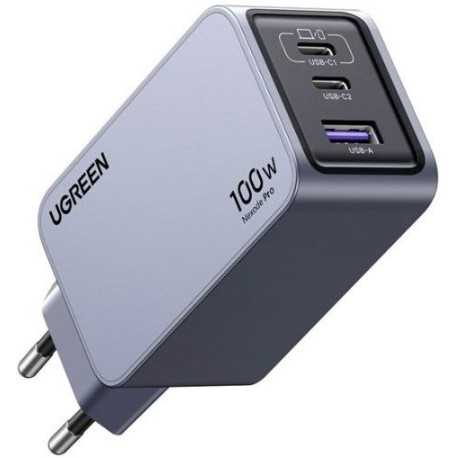 UGREEN X757 NEXODE PRO 3-PORT 2XUSB-C/USB-A GAN FAST CHARGER 100W SPACE GREY