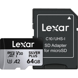 карта Lexar Professional Silver Plus Micro SDXC 64GB UHS-I