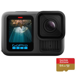 комплект Екшън камера GoPro HERO 13 Black + SanDisk Micro SD 64GB + аксесоар GoPro Chesty (Chest Mount)