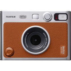 фотоапарат за моментални снимки Fujifilm Instax Mini Evo Hybrid Instant Camera (кафяв) + фото филм Fujifilm instax mini Instant Color Film (2x10)