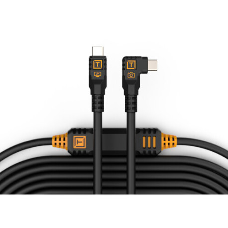 кабел Tether Tools Optima LLPC15RTG2-BLK LeverLock USB-C към USB-C Right Angle 4.6m (черен)