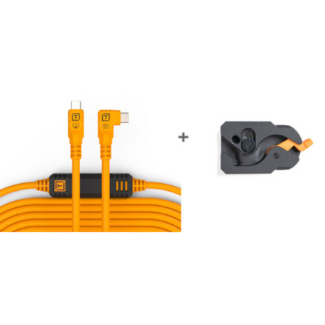 cable Tether Tools Optima LLPC15RTG2-ORG LeverLock USB-C to USB-C Right Angle 4.6m (orange) cable Tether Tools Optima LLPC15RTG2-ORG LeverLock USB-C to USB-C Right Angle 4.6m (orange)