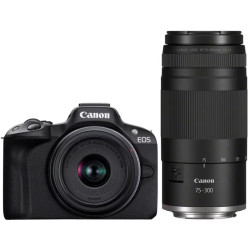 фотоапарат Canon EOS R50 + обектив Canon RF-S 18-45mm + обектив Canon RF 75-300mm F/4-5.6 + батерия Canon LP-E17