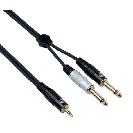 кабел Bespeco EAGLE PRO Cable 3.5 mm TRS – 2 x 6.3 mm TS (150 см)