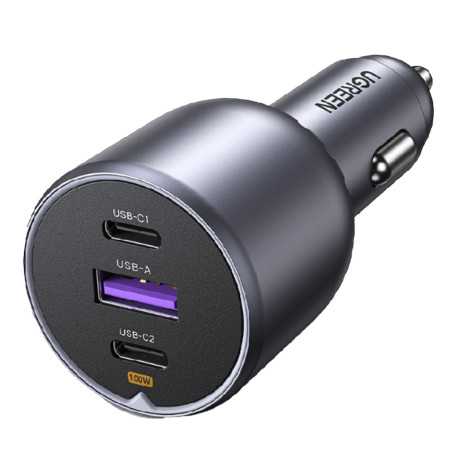 Charger Ugreen EC705 3-Port USB-A/2xUSB-C Fast Car Charger 130W (grey) Charger Ugreen EC705 3-Port USB-A/2xUSB-C Fast Car Charger 130W (grey)