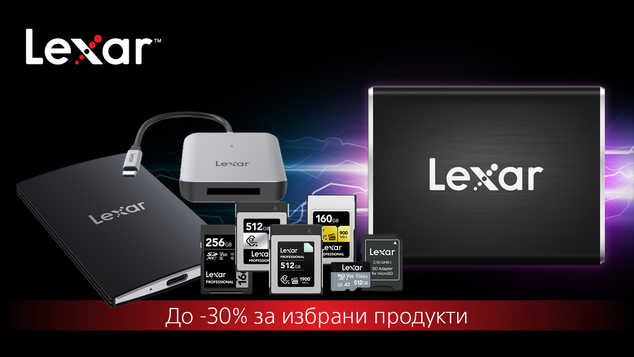  Get up to 30% off Lexar memory cards and SSDs in PhotoSynthesis stores until 08/31/2024 only.